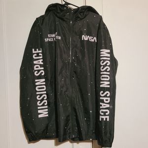 NASA Kennedy Space Center Windbreaker Mens Size L Astronaut Hoodie Jacket